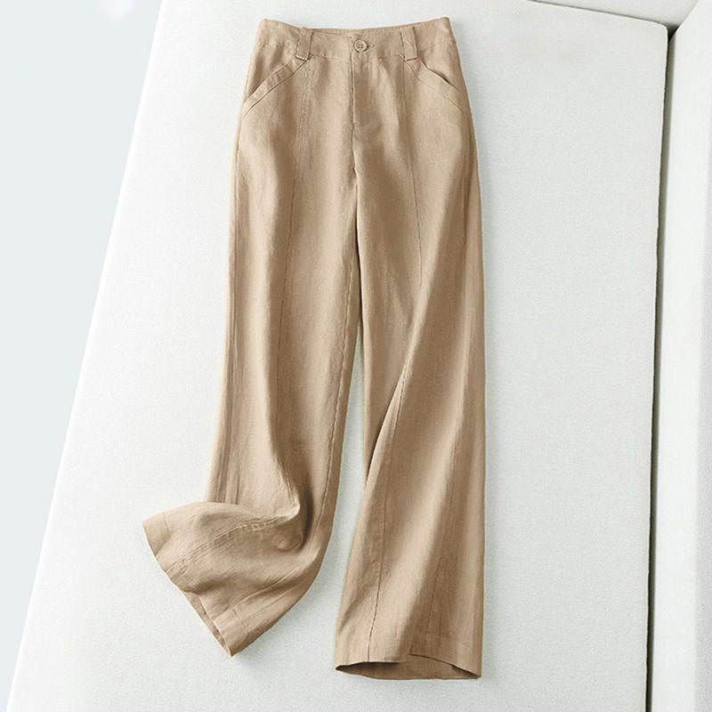 Elsie | Chic Mid Rise Wide Leg Linen Pants