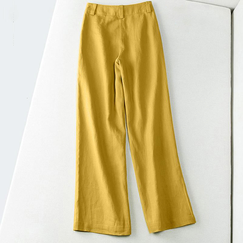 Elsie | Chic Mid Rise Wide Leg Linen Pants
