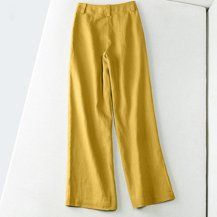 Elsie | Chic Mid Rise Wide Leg Linen Pants
