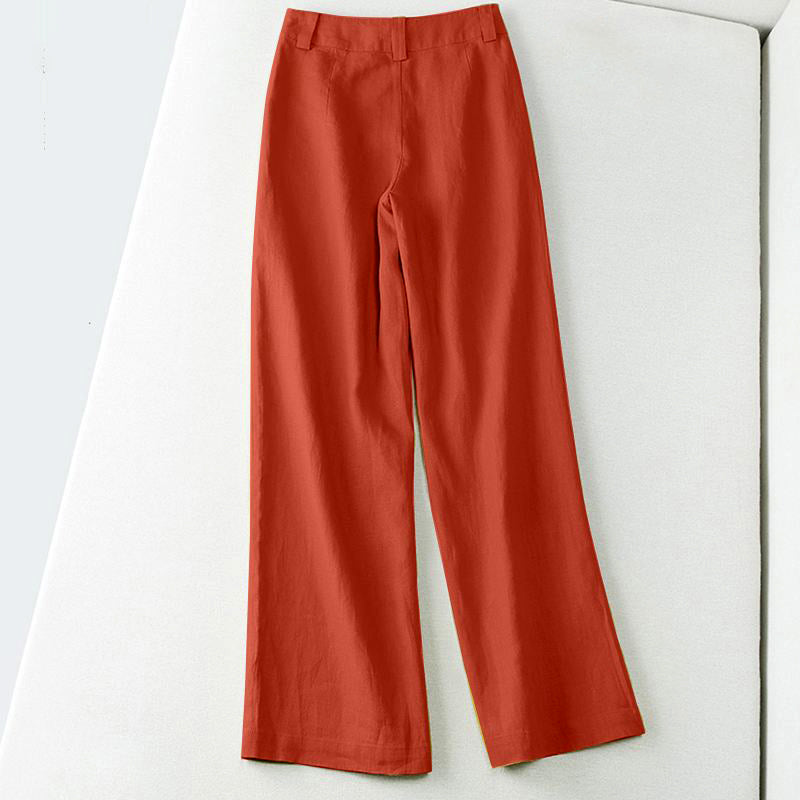 Elsie | Chic Mid Rise Wide Leg Linen Pants
