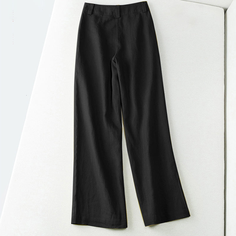 Elsie | Chic Mid Rise Wide Leg Linen Pants
