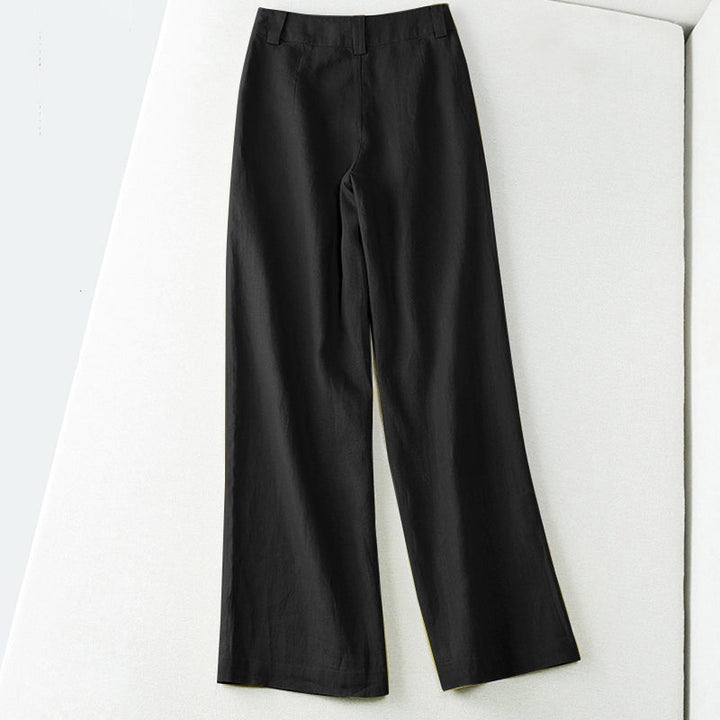 Elsie | Chic Mid Rise Wide Leg Linen Pants