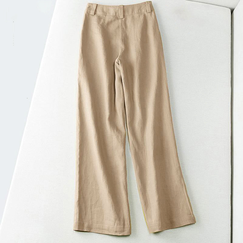 Elsie | Chic Mid Rise Wide Leg Linen Pants