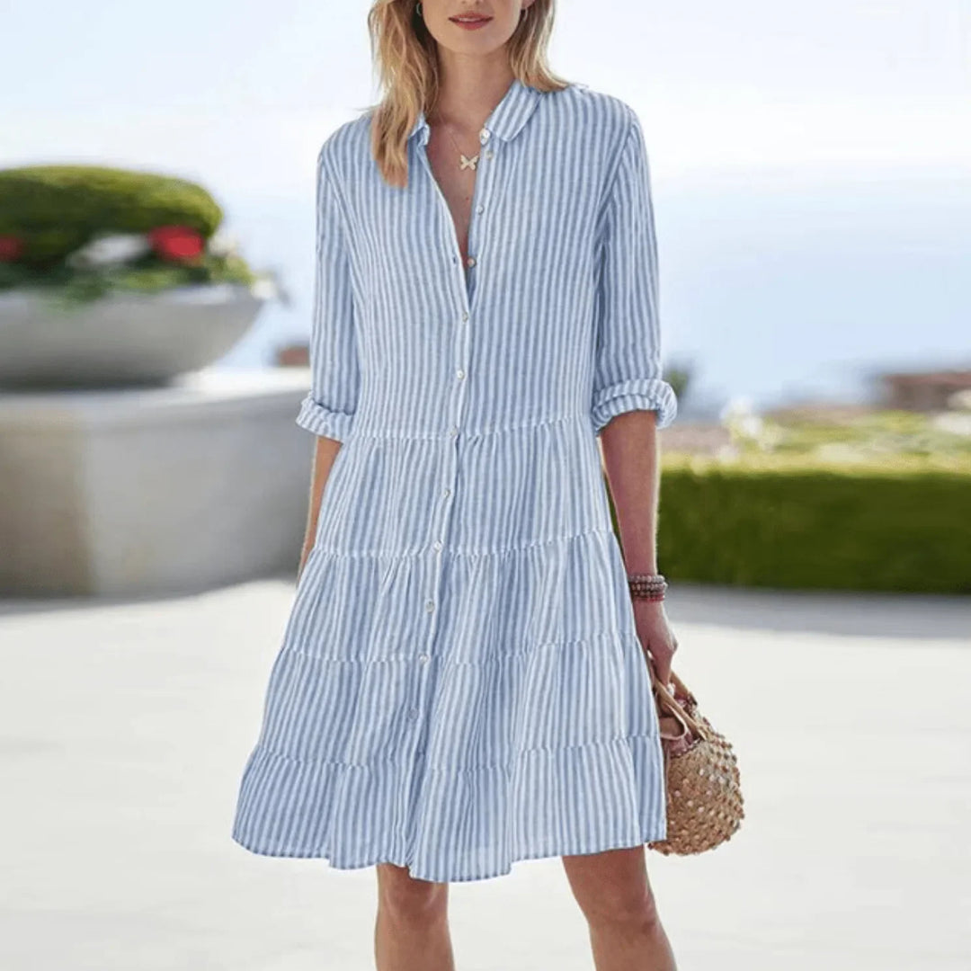 Elsie | Relaxed Striped Tiered Button-Down Summer Dresses