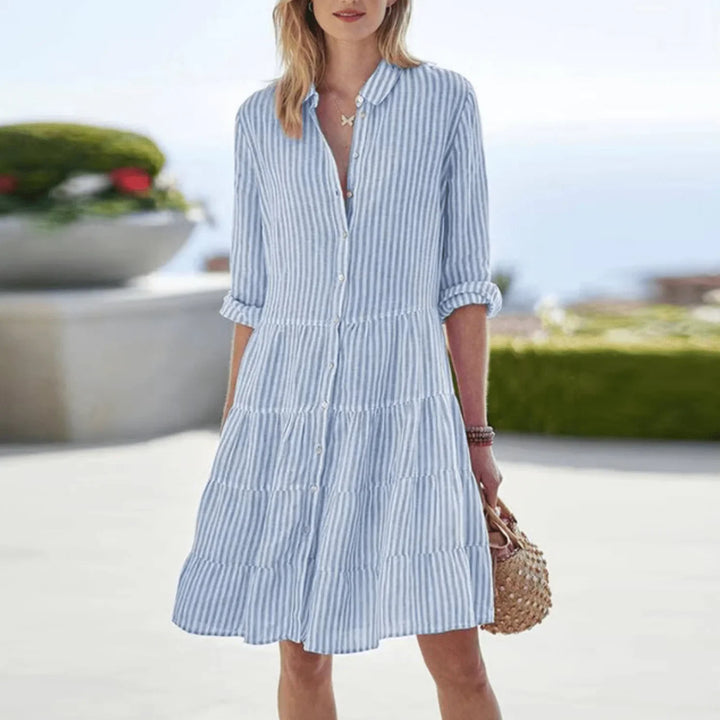 Elsie | Relaxed Striped Tiered Button-Down Summer Dresses