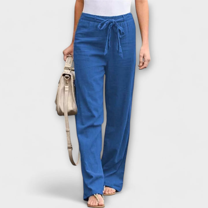 Emily | Effortless Tie Waist Wide Leg Linen Pants