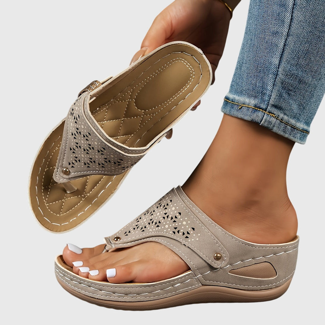 Evie | Stylish Cut-Out Toe Post Flat Sandals