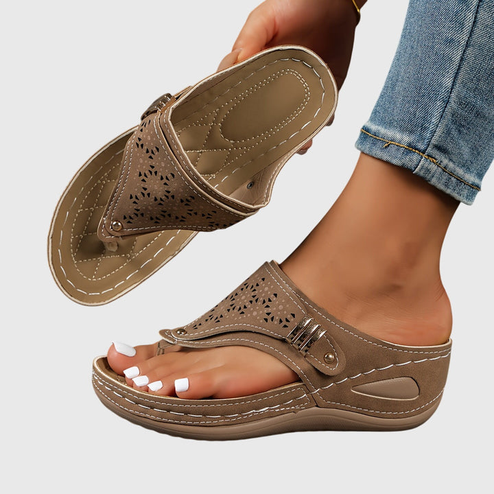 Evie | Stylish Cut-Out Toe Post Flat Sandals