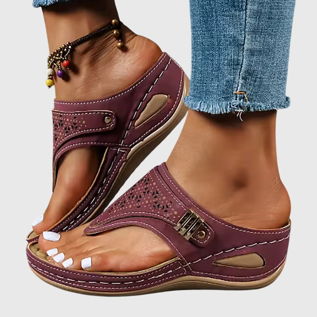 Evie | Stylish Cut-Out Toe Post Flat Sandals