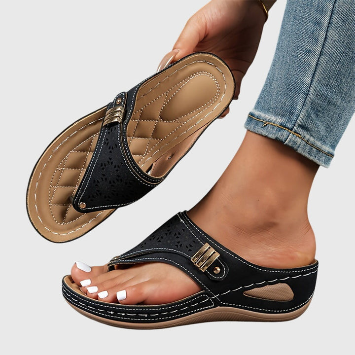 Evie | Stylish Cut-Out Toe Post Flat Sandals