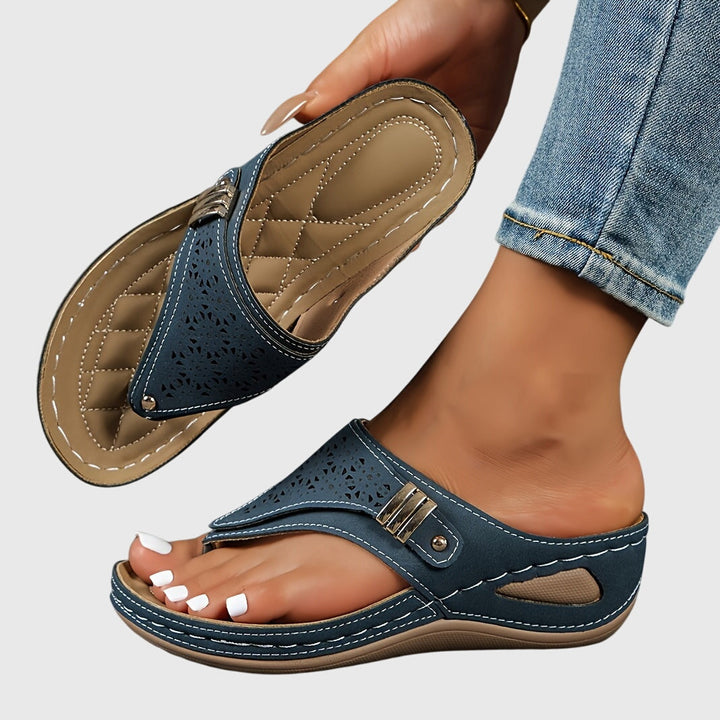 Evie | Stylish Cut-Out Toe Post Flat Sandals