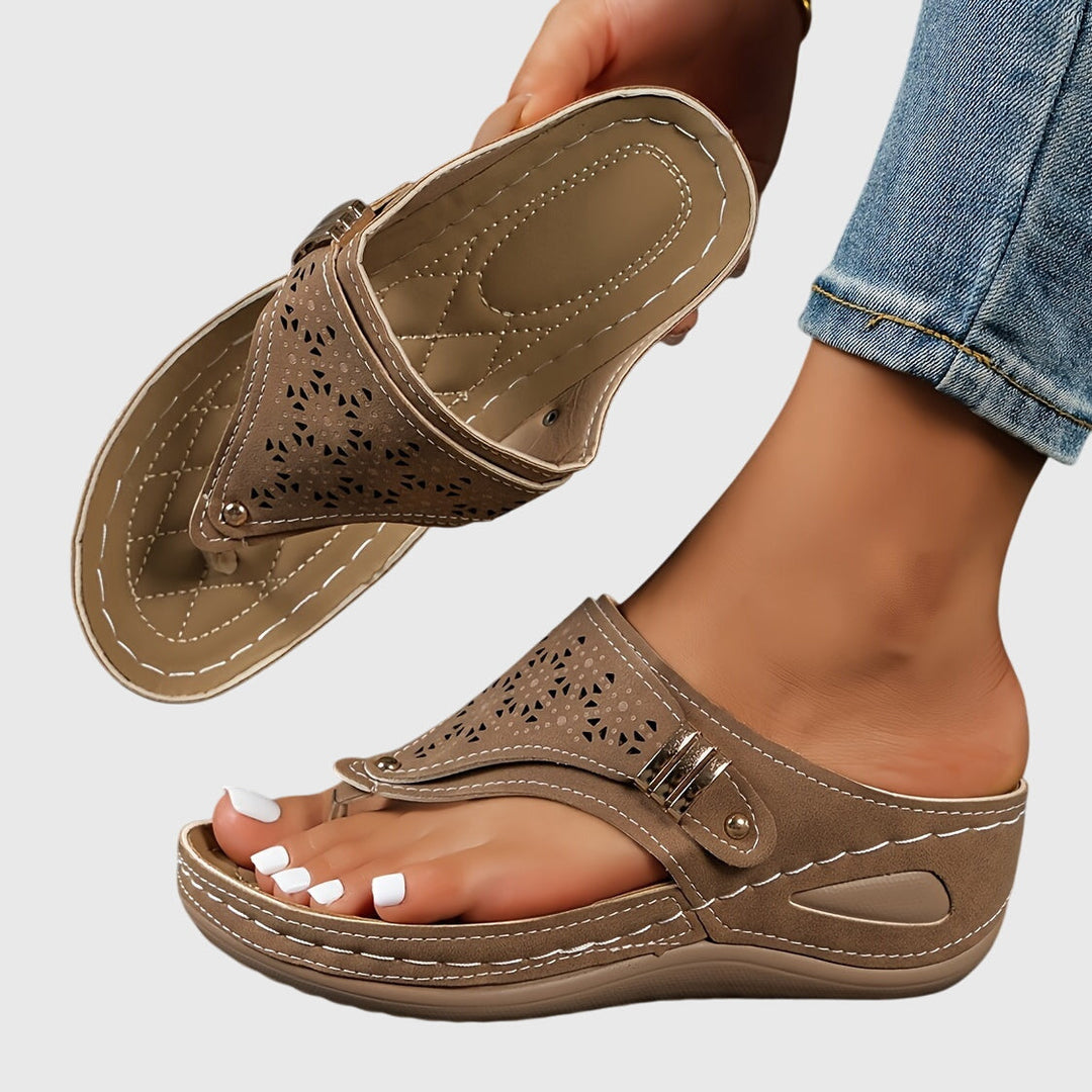 Evie | Stylish Cut-Out Toe Post Flat Sandals