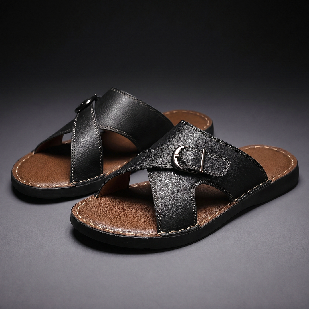 Ezra | Adjustable Buckle Criss-Cross Mens Slides