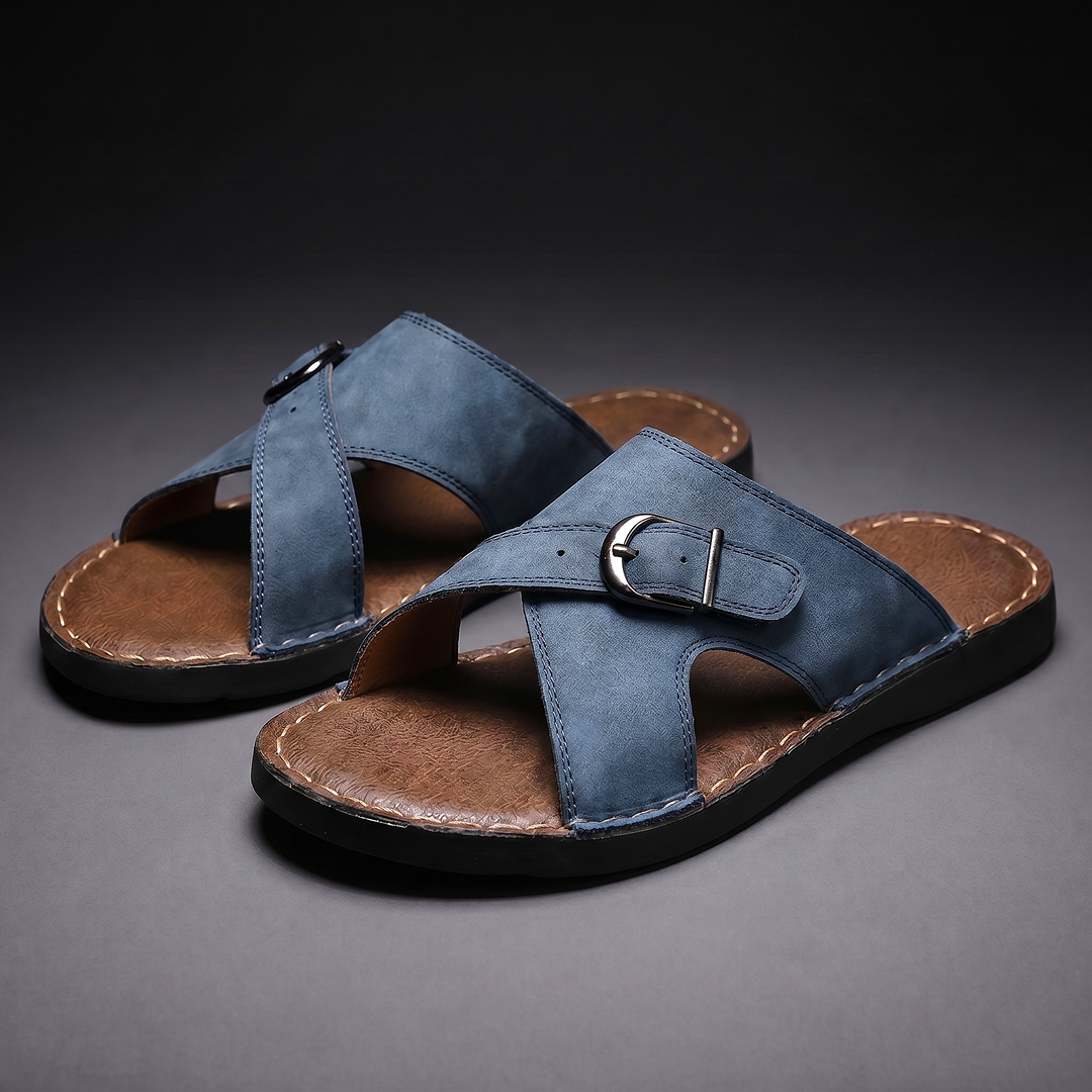 Ezra | Adjustable Buckle Criss-Cross Mens Slides