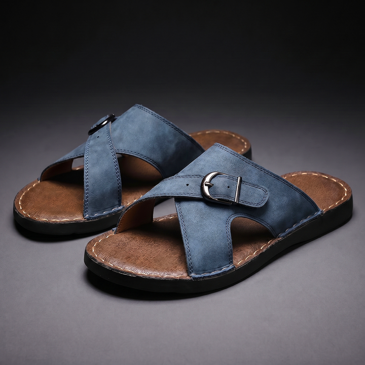Ezra | Adjustable Buckle Criss-Cross Mens Slides