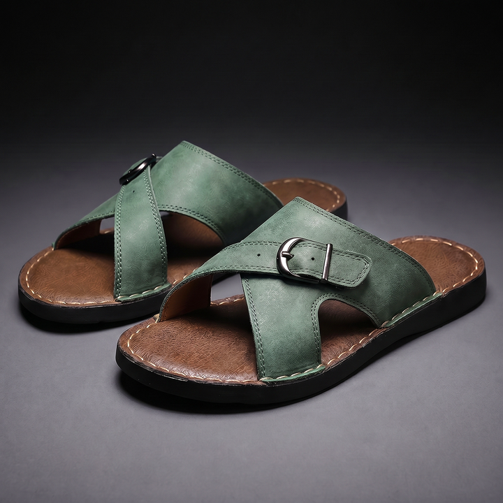 Ezra | Adjustable Buckle Criss-Cross Mens Slides