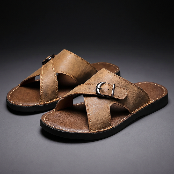 Ezra | Adjustable Buckle Criss-Cross Mens Slides