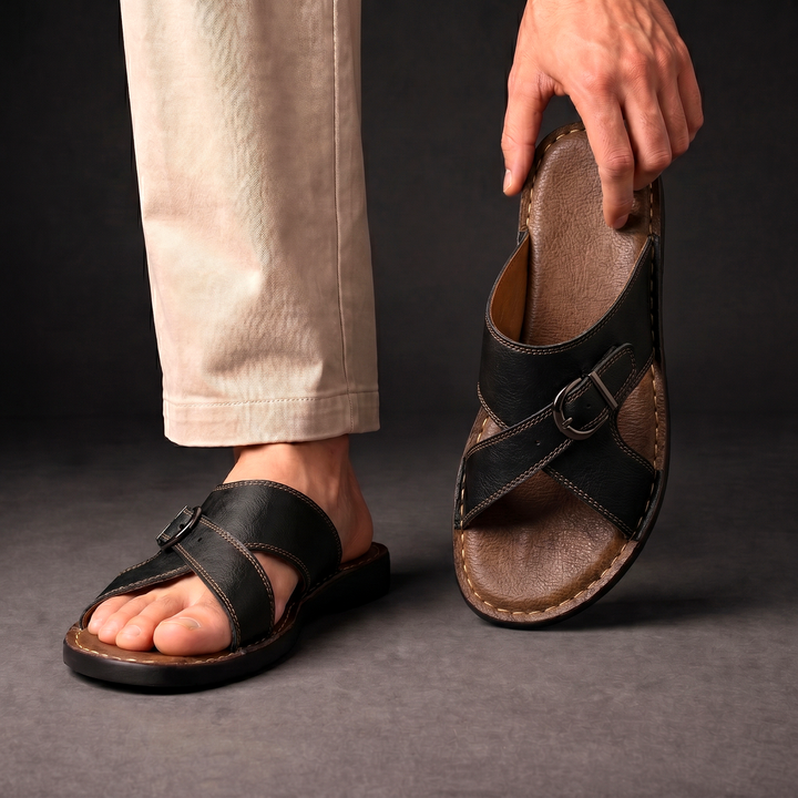 Ezra | Adjustable Buckle Criss-Cross Mens Slides