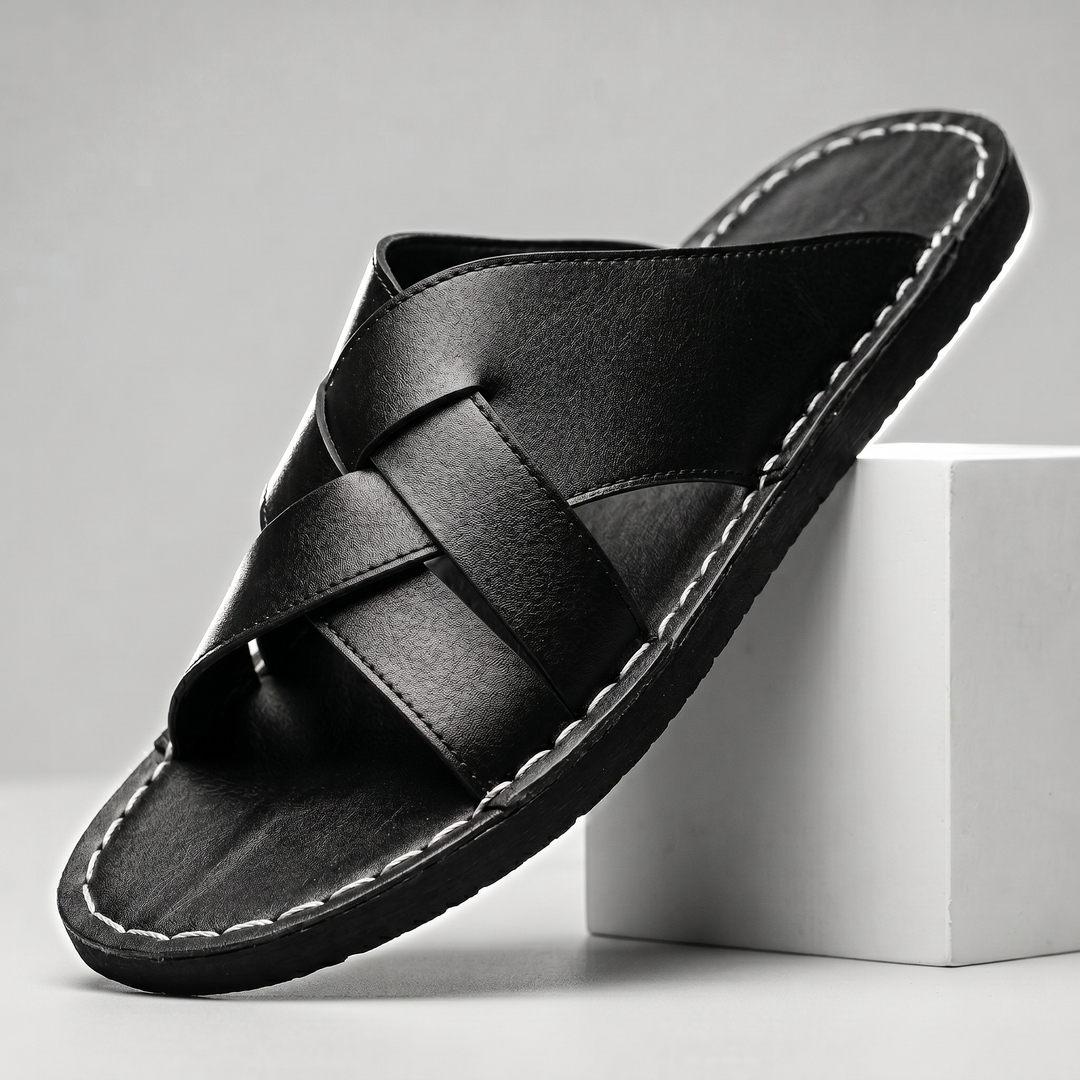 Grayson | Woven Crossover Strap Mens Slides