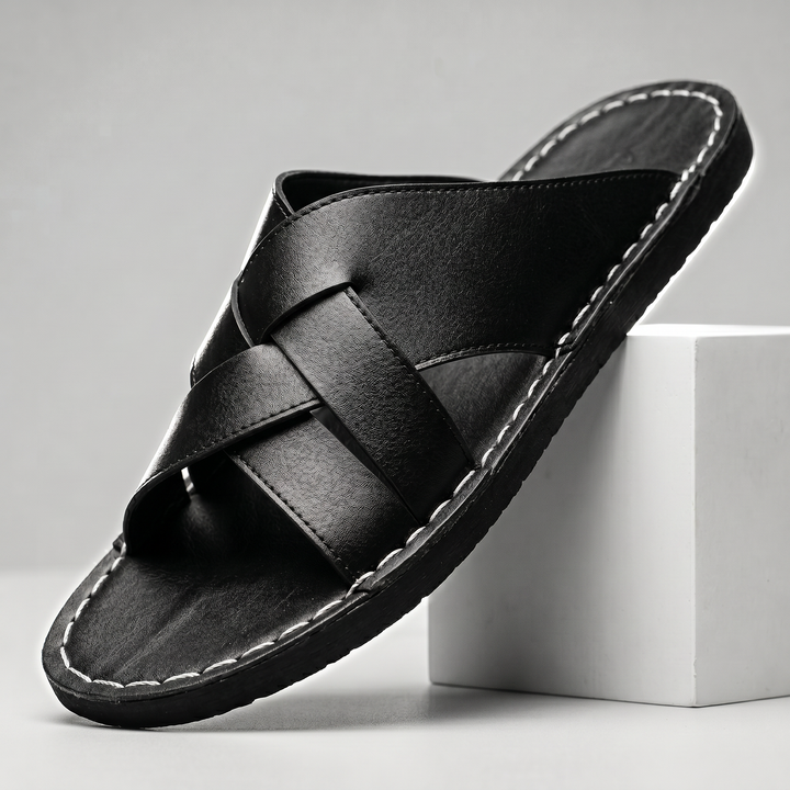Grayson | Woven Crossover Strap Mens Slides