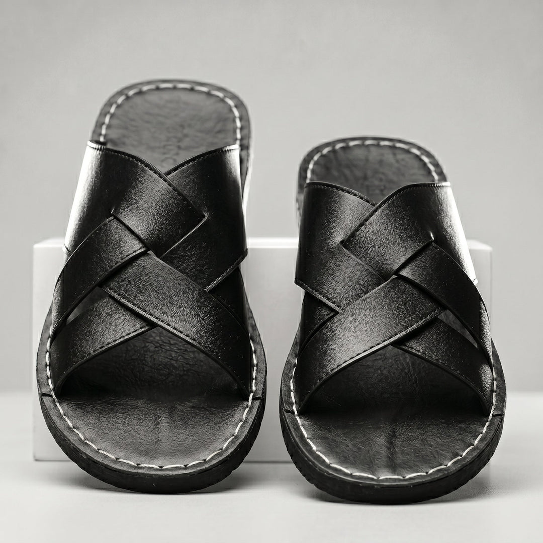 Grayson | Woven Crossover Strap Mens Slides
