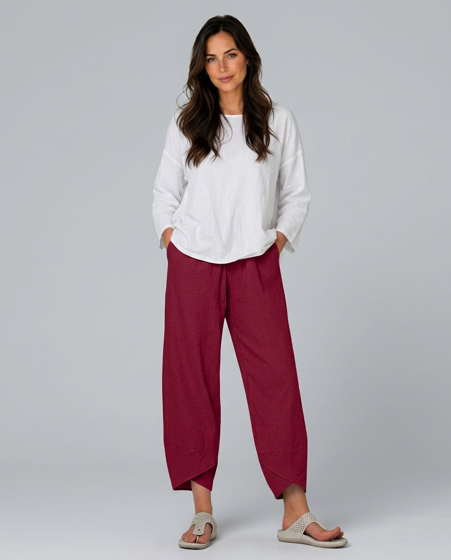 Imogen | Graceful Cropped Wide Leg Linen Pants