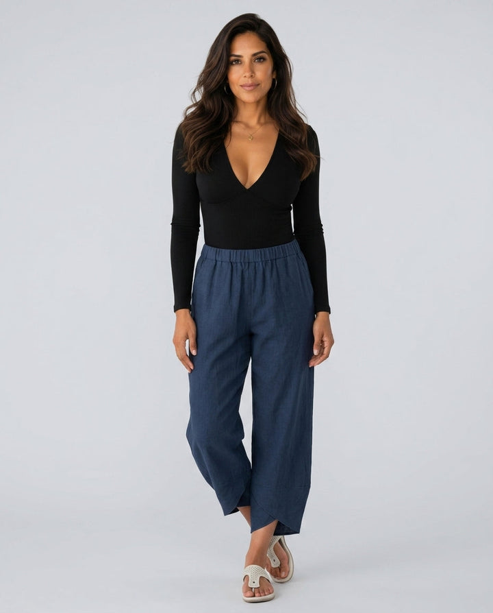 Imogen | Graceful Cropped Wide Leg Linen Pants