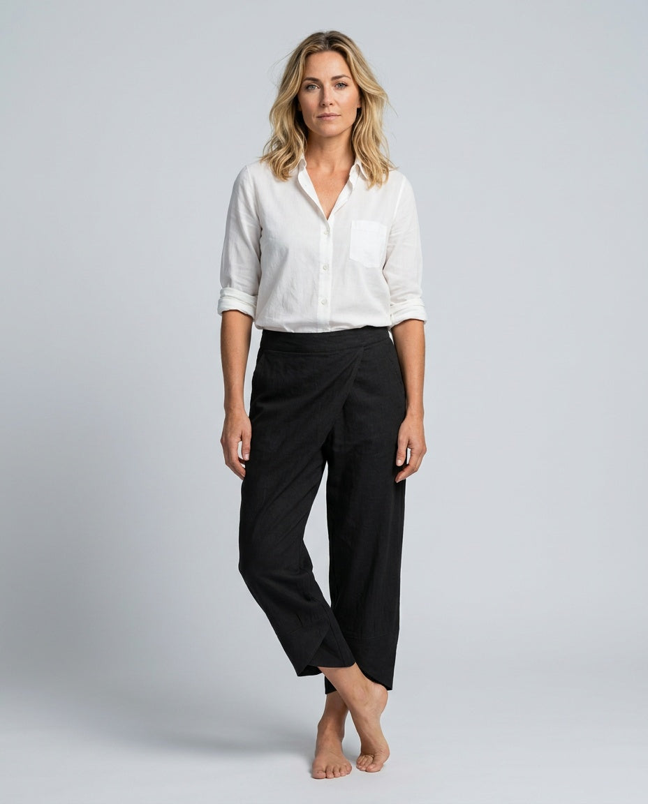 Imogen | Graceful Cropped Wide Leg Linen Pants