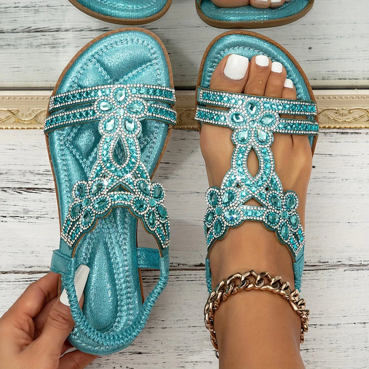 Isla | Refined Embellished Strappy Flat Sandals