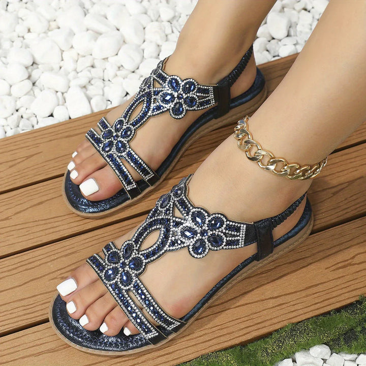 Isla | Refined Embellished Strappy Flat Sandals