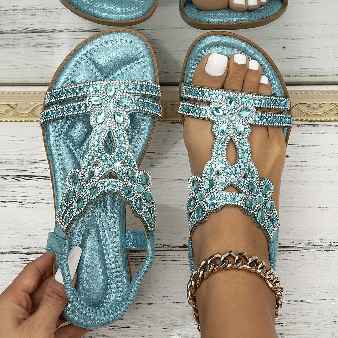 Isla | Refined Embellished Strappy Flat Sandals