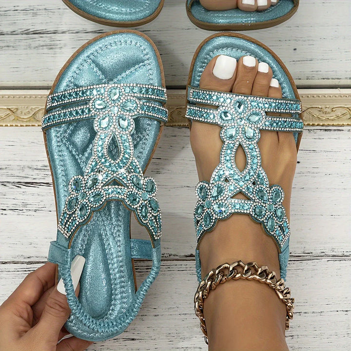Isla | Refined Embellished Strappy Flat Sandals