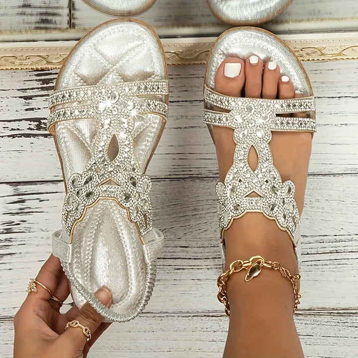 Isla | Refined Embellished Strappy Flat Sandals