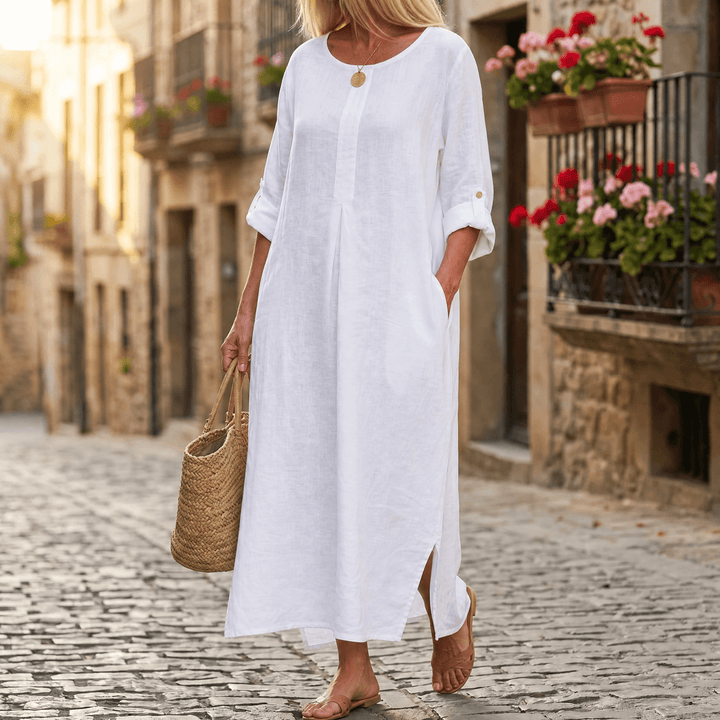 Ivy | Classic Relaxed Maxi Linen Dress with Pockets