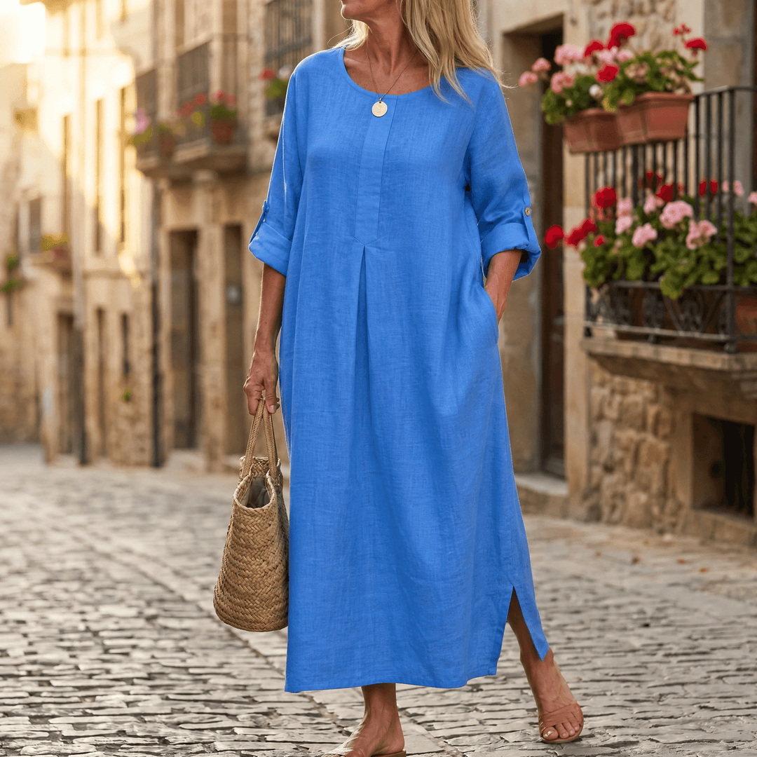 Ivy | Classic Relaxed Maxi Linen Dress with Pockets