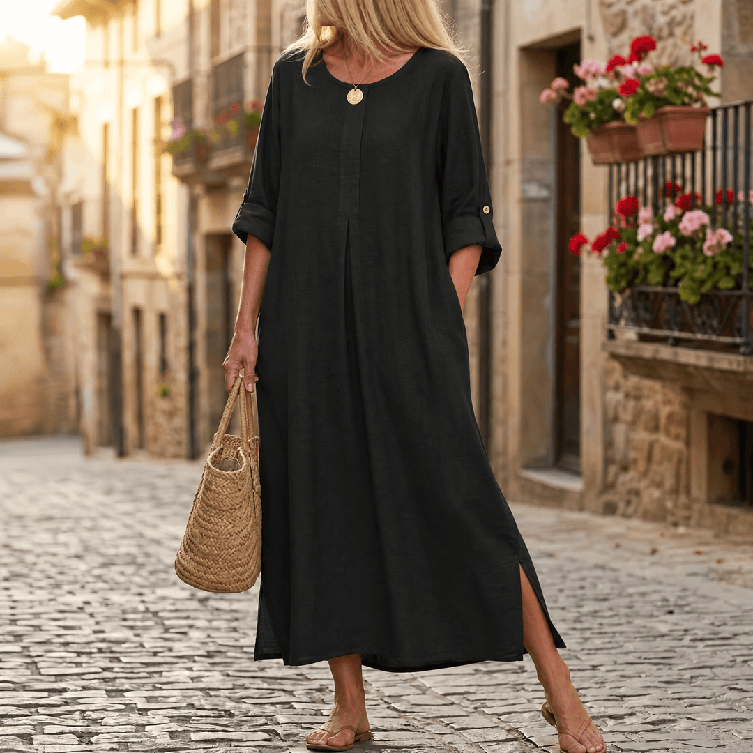Ivy | Classic Relaxed Maxi Linen Dress with Pockets