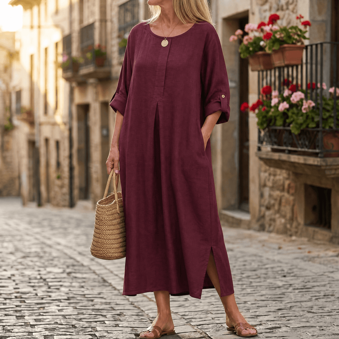 Ivy | Classic Relaxed Maxi Linen Dress with Pockets