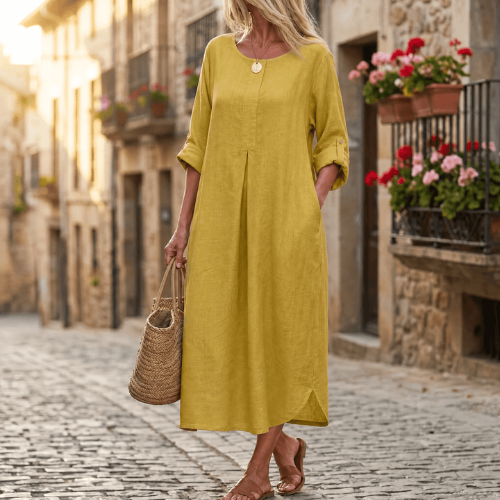 Ivy | Classic Relaxed Maxi Linen Dress with Pockets