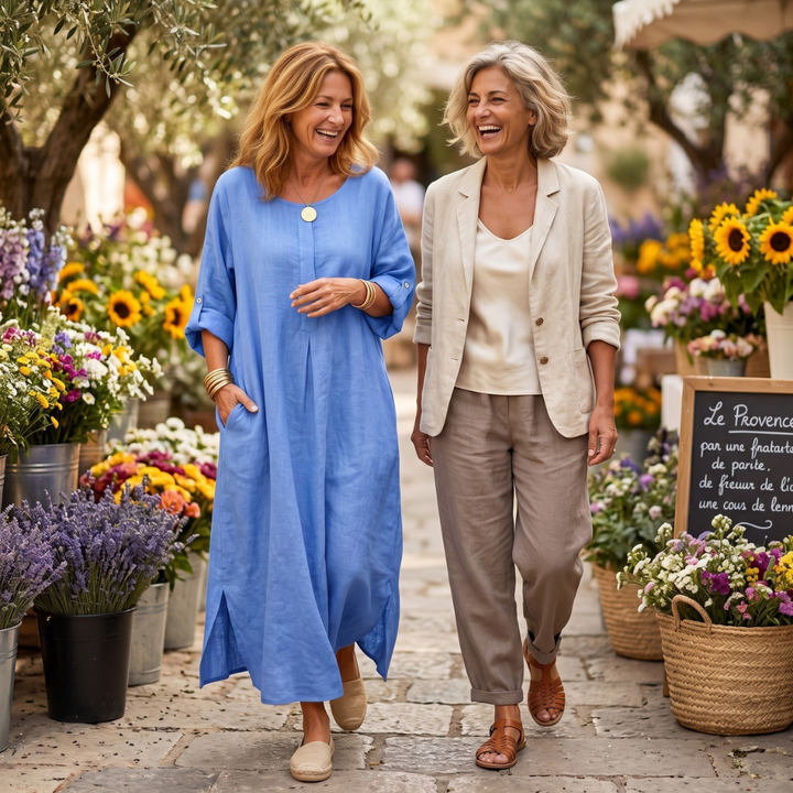 Ivy | Classic Relaxed Maxi Linen Dress with Pockets