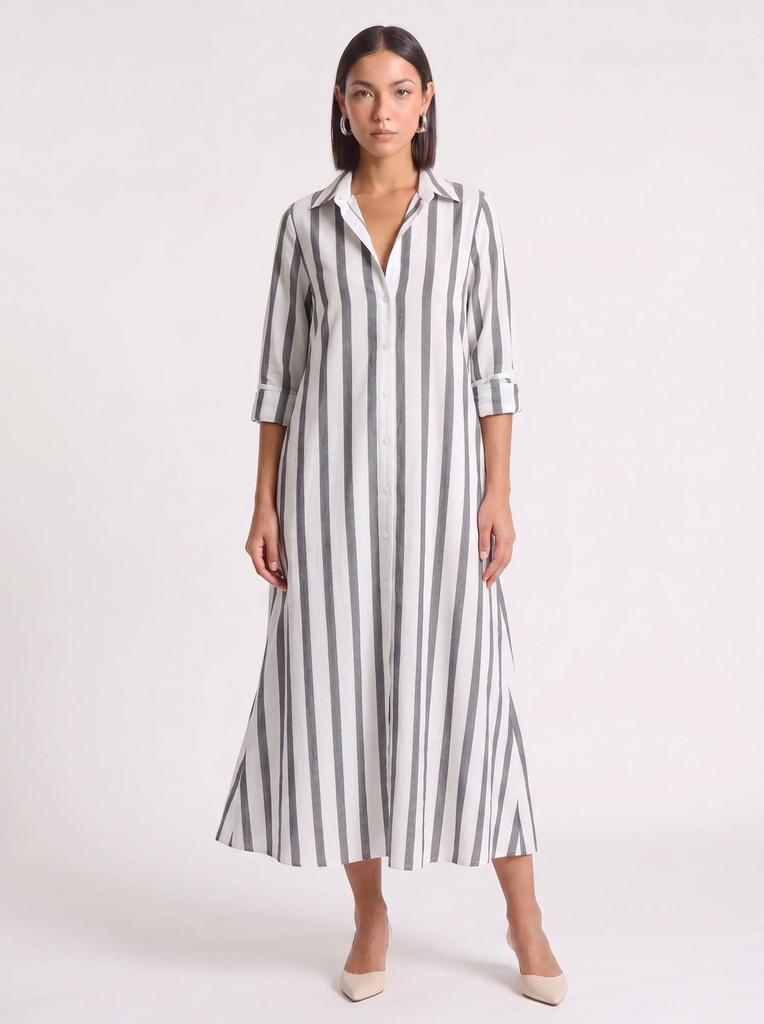 Ivy | Graceful Striped Button-Through Maxi Summer Dresses