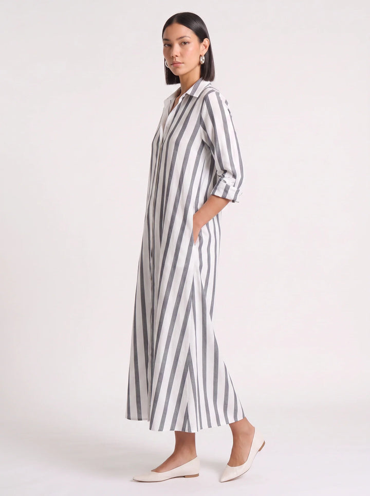 Ivy | Graceful Striped Button-Through Maxi Summer Dresses