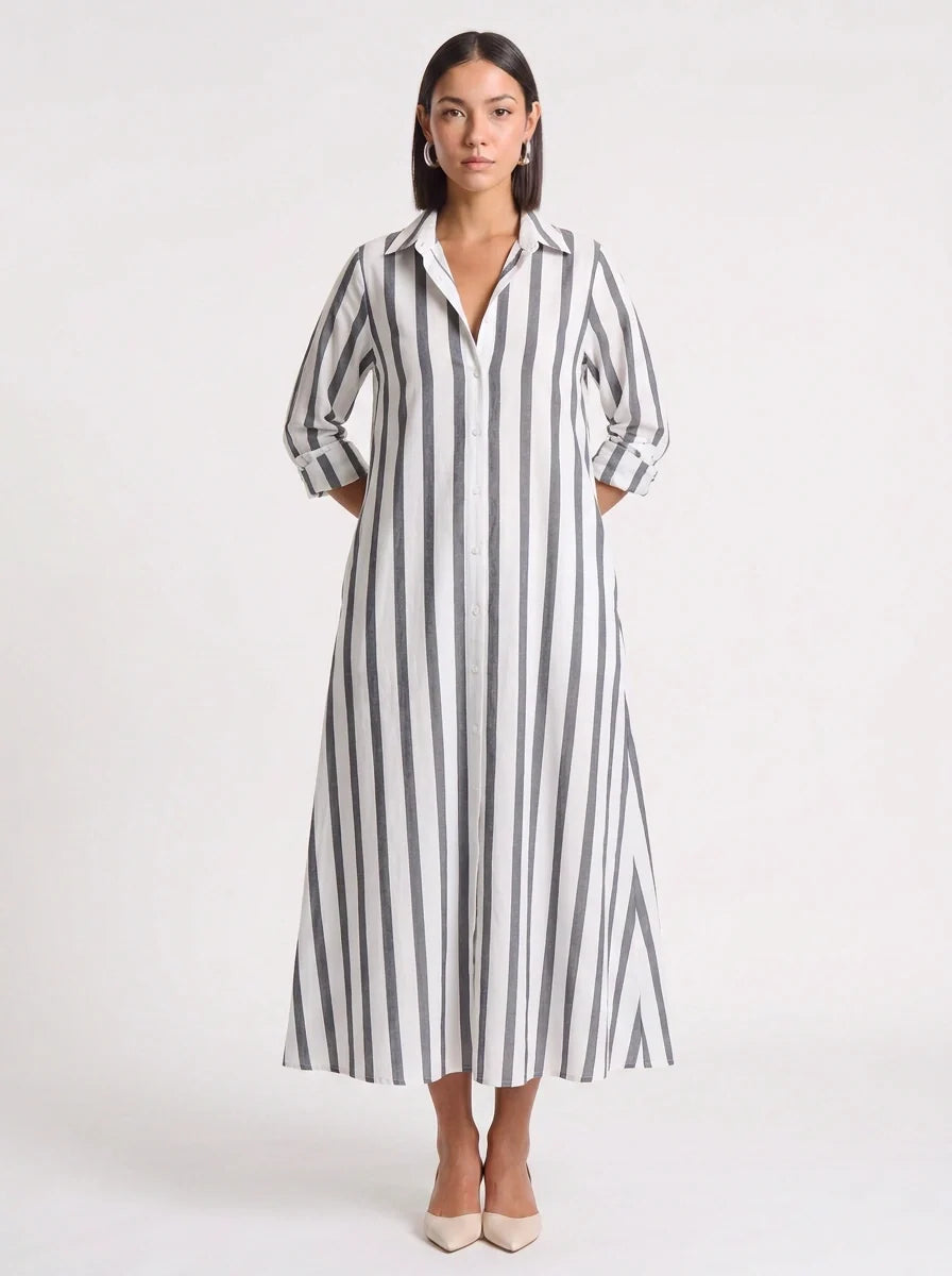 Ivy | Graceful Striped Button-Through Maxi Summer Dresses