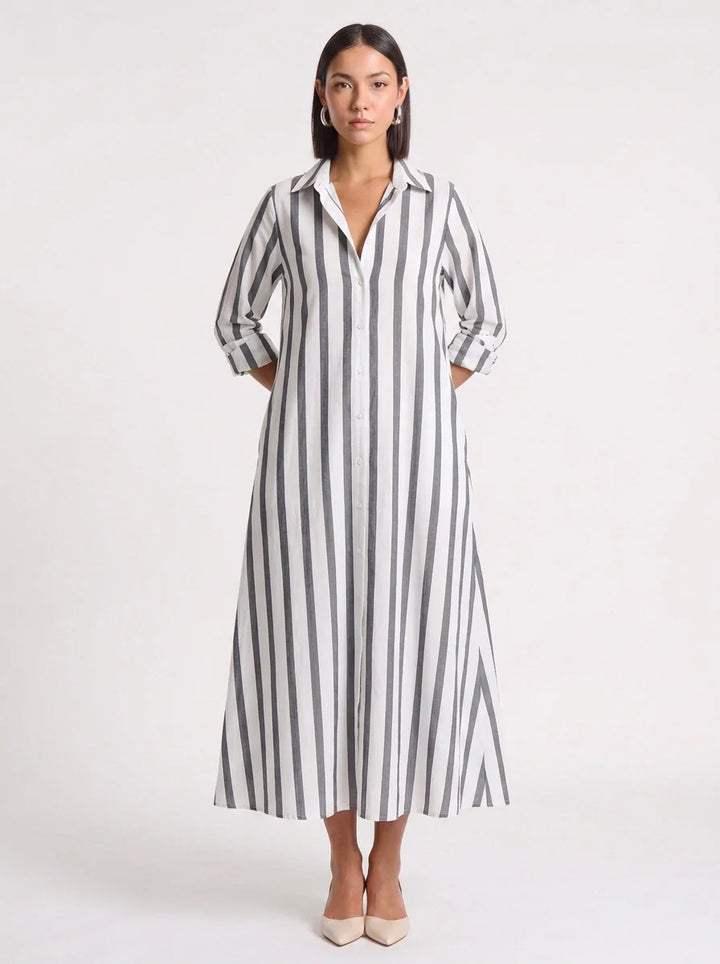 Ivy | Graceful Striped Button-Through Maxi Summer Dresses