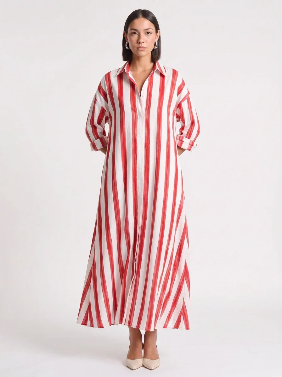 Ivy | Graceful Striped Button-Through Maxi Summer Dresses