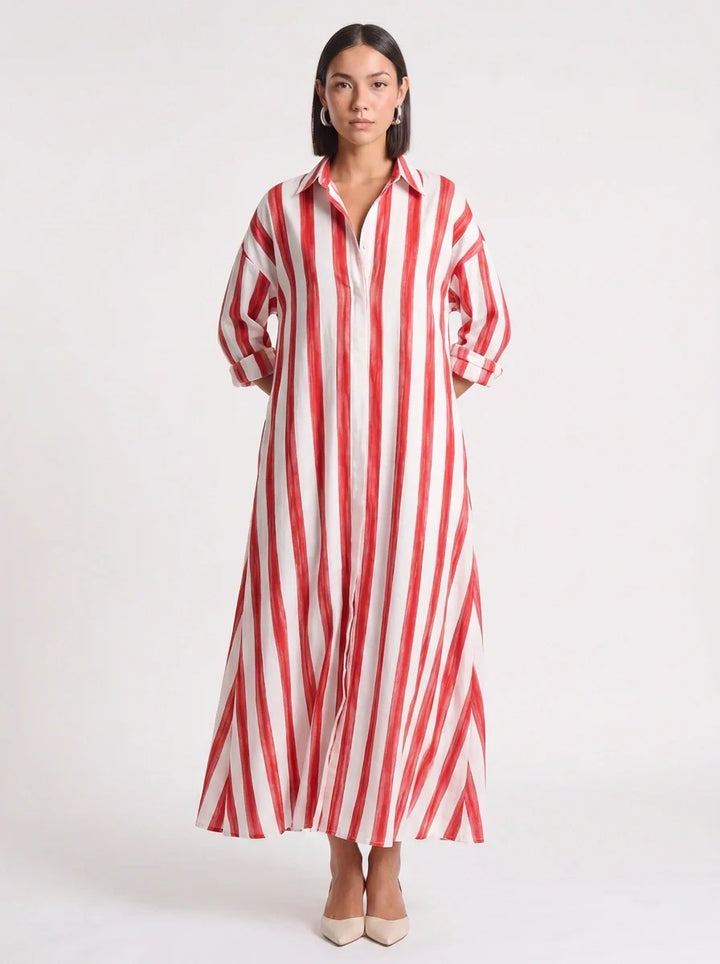 Ivy | Graceful Striped Button-Through Maxi Summer Dresses