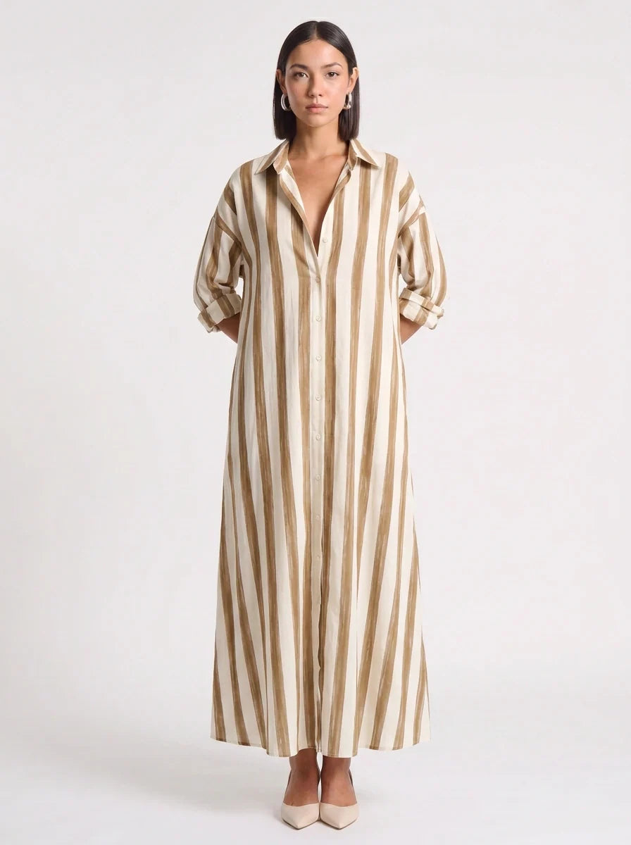 Ivy | Graceful Striped Button-Through Maxi Summer Dresses