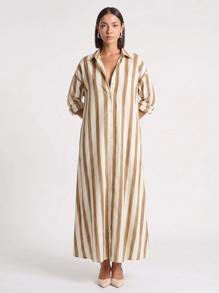 Ivy | Graceful Striped Button-Through Maxi Summer Dresses