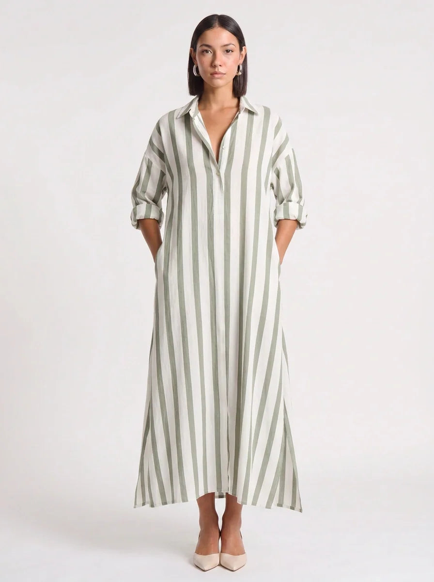 Ivy | Graceful Striped Button-Through Maxi Summer Dresses