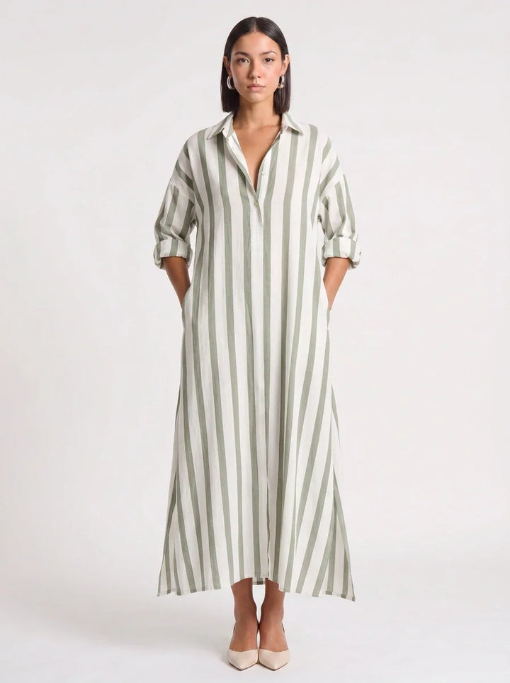 Ivy | Graceful Striped Button-Through Maxi Summer Dresses