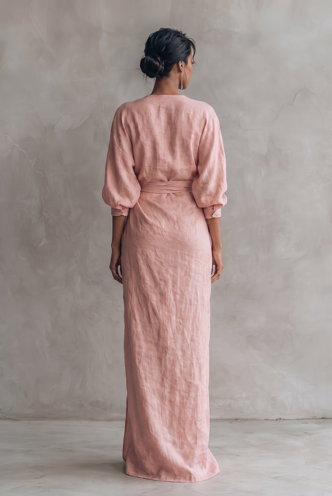 Layla | Graceful V-Neck Wrap Maxi Linen Dress